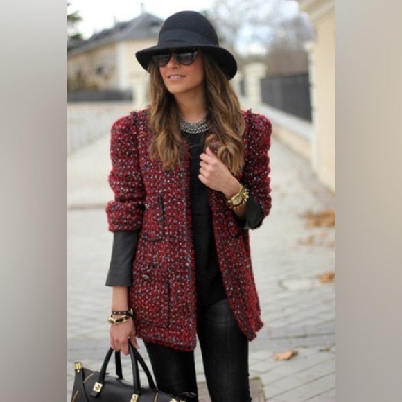 Zara Tweed jacket with vegan leather sleeves - Picture 8 of 8